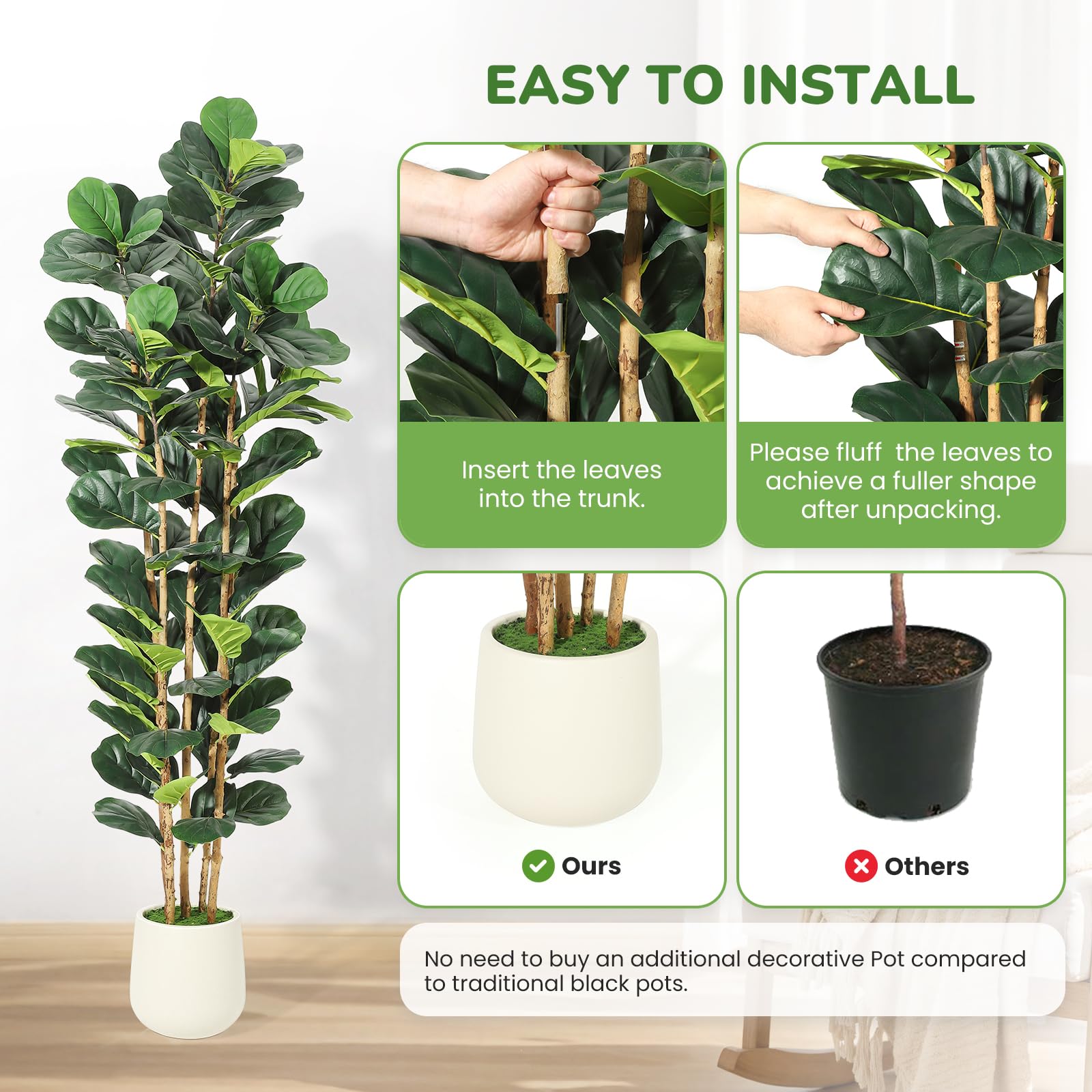 Искусственное дерево фикуса с  – обзор и цена Fiddle Leaf Fig