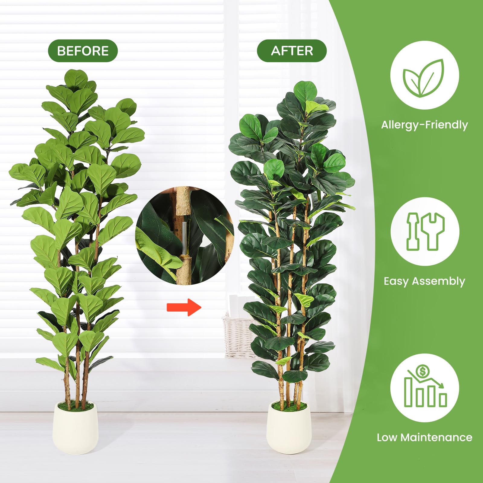 Искусственное дерево фикуса с  – обзор и цена Fiddle Leaf Fig